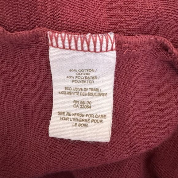 FREE PEOPLE BEACH Size L Long‎ Sleeve Sheer Pullover Tunic Top Side Tie Burgundy - Picture 6 of 7